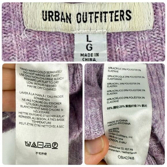 Urban Outfitters Bibi Ribbed Knit Cropped Wrap Sweater in Lilac | Large - Picture 8 of 8